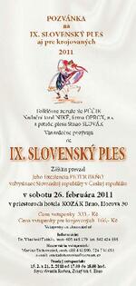 Pozvánka na IX. Slovenský ples v Brne